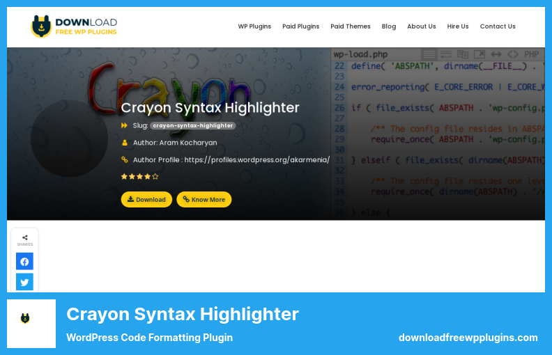 Plugin Evidenziatore della sintassi Crayon - Plugin per la formattazione del codice di WordPress