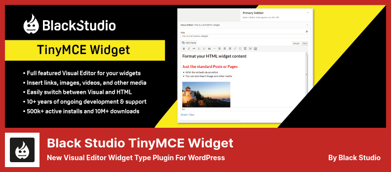 البرنامج المساعد Black Studio TinyMCE Widget - مكون إضافي من نوع محرر مرئي جديد لبرنامج WordPress