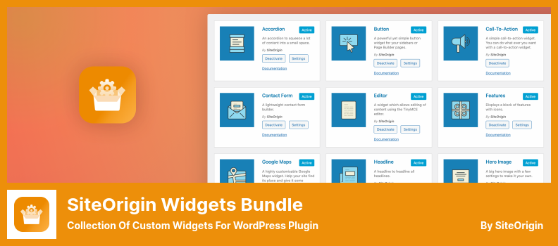 Plugin SiteOrigin Widgets Bundle - Collection de widgets personnalisés pour le plugin WordPress