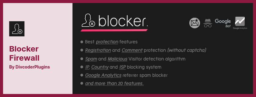 المكون الإضافي Blocker Firewall - يساعد في حظر وكلاء المستخدم وعناوين البريد والبلدان