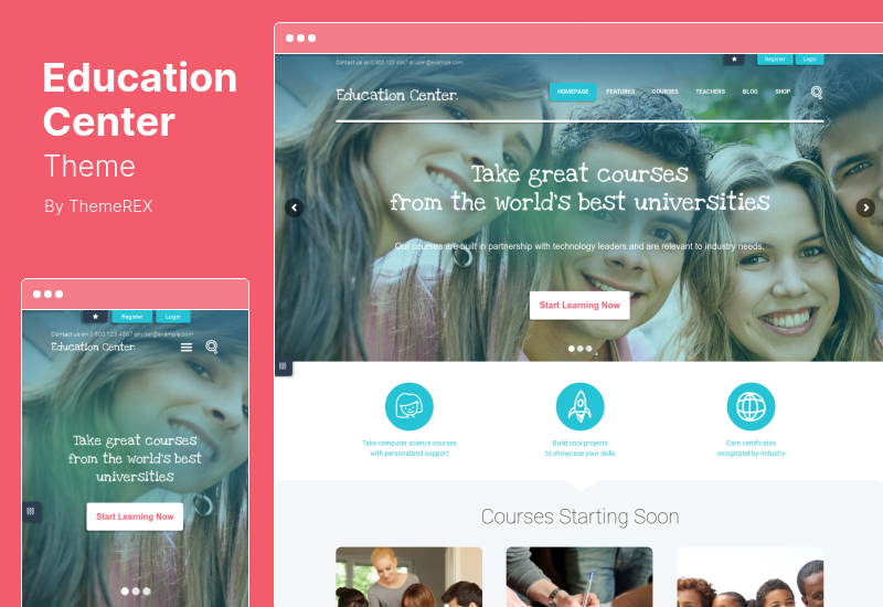 Tema Centrului de Educație - LMS Online University School Coursing Studiing WordPress Theme