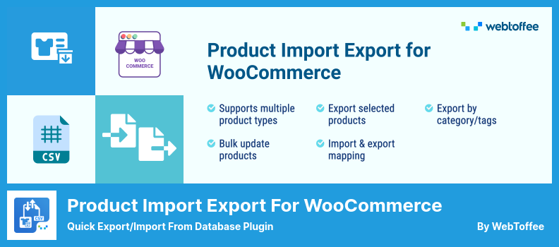 Exportación de importación de productos para el complemento WooCommerce: exportación/importación rápida desde el complemento de la base de datos