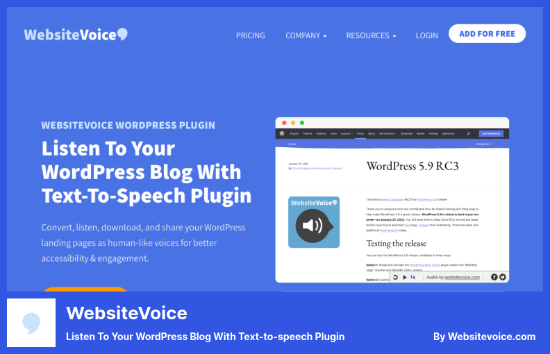 Plugin WebsiteVoice - Dengarkan Blog WordPress Anda Dengan Plugin Text-to-speech