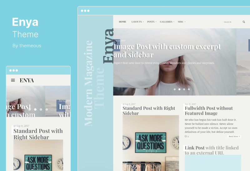 Enya Theme - Tema creativo femenino de WordPress