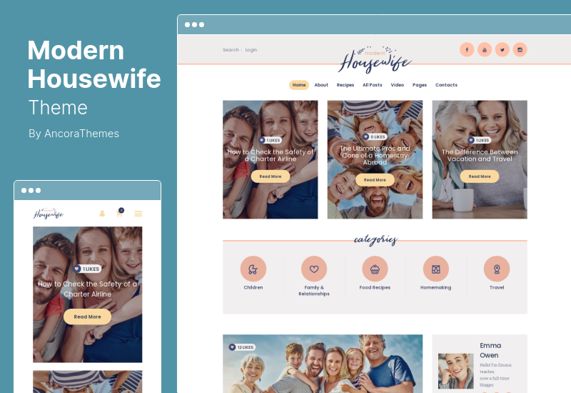 Modern Housewife Theme - Tema de blog WordPress de familie pentru femei