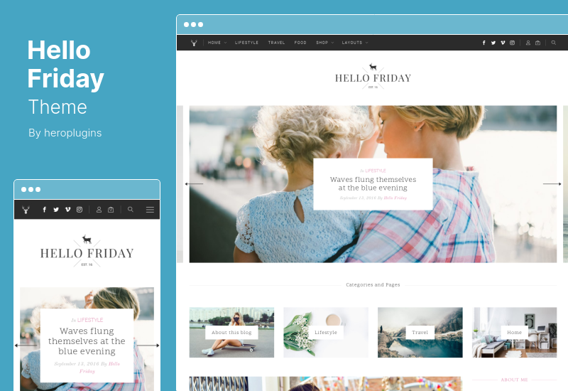 ธีมสวัสดีวันศุกร์ - บล็อกไลฟ์สไตล์ที่หรูหรา WordPress Theme