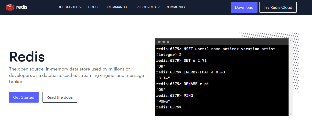 الصفحة الرئيسية لـ Redis