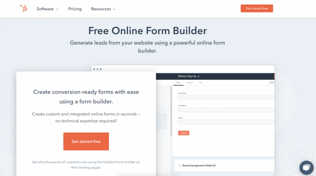 لقطة شاشة HubSpot Form Builder