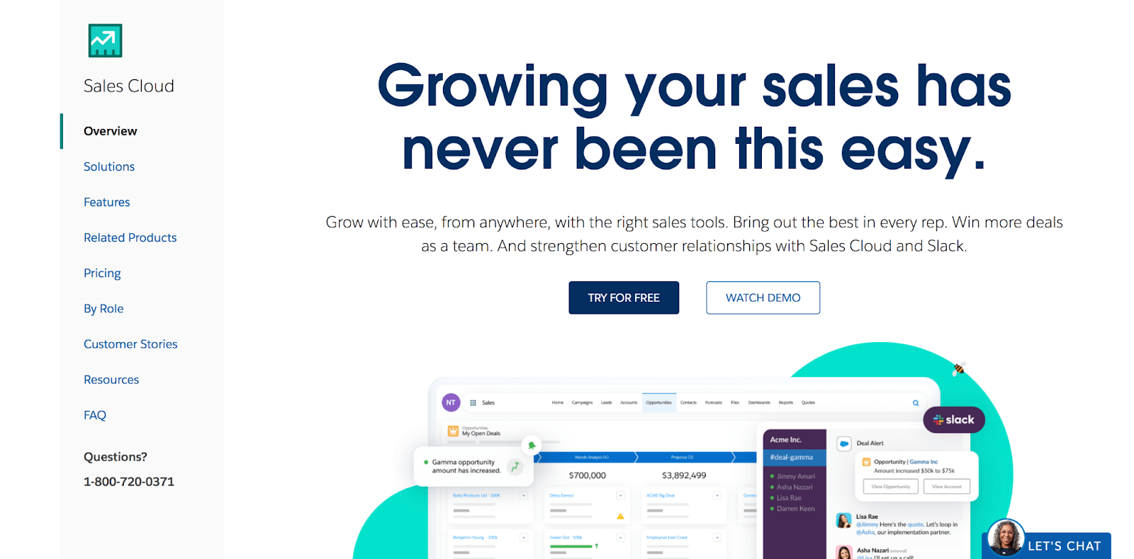 Целевая страница Salesforce Sales Cloud