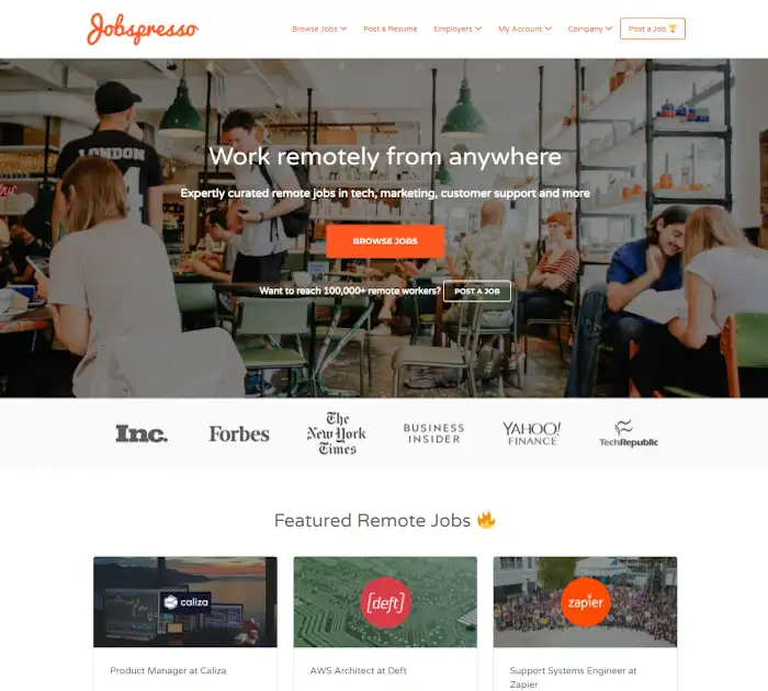 Meilleurs jobboards à distance : Jobspresso