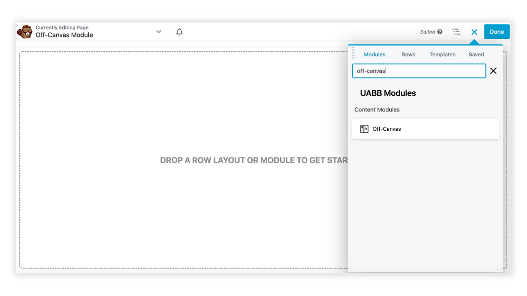 Beaver Builder 레이아웃에 uabb off-canvas 모듈을 추가하는 방법.