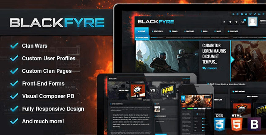 Blackfyre é um tema WordPress de blog de jogos