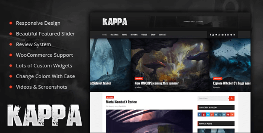 Kappa - tema WordPress da comunidade de jogos