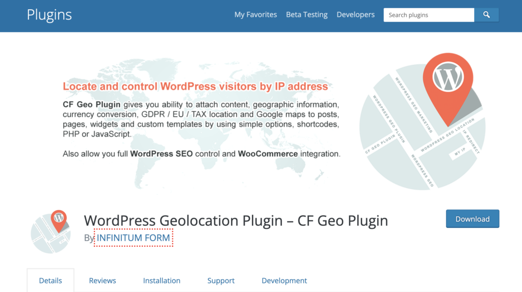 CF Geo - plugin de geolocalizare WordPress