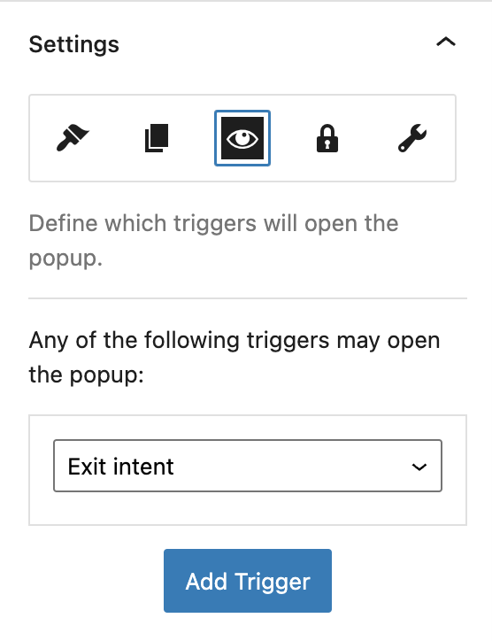 Configuración en Nelio Popups para que solo aparezca al salir del sitio