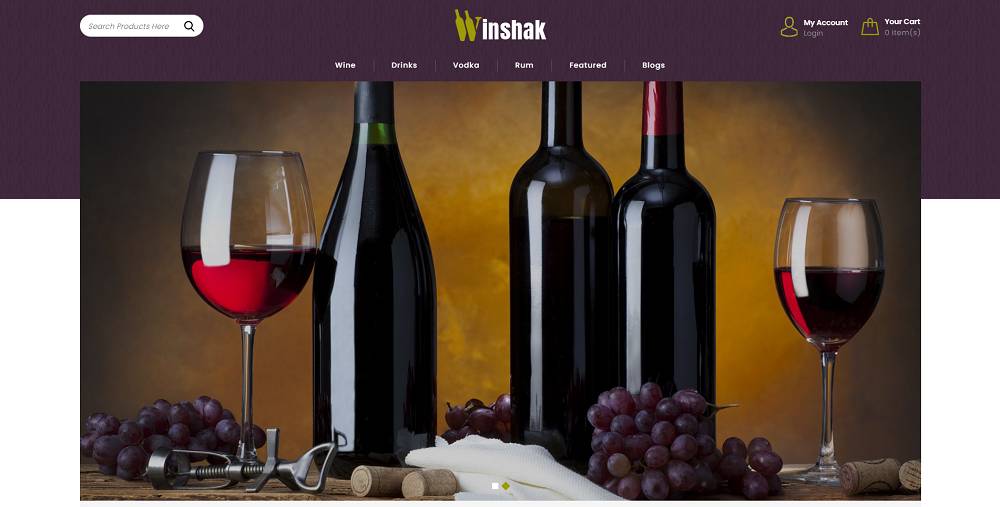 Winshak – Modelo OpenCart de loja de vinhos