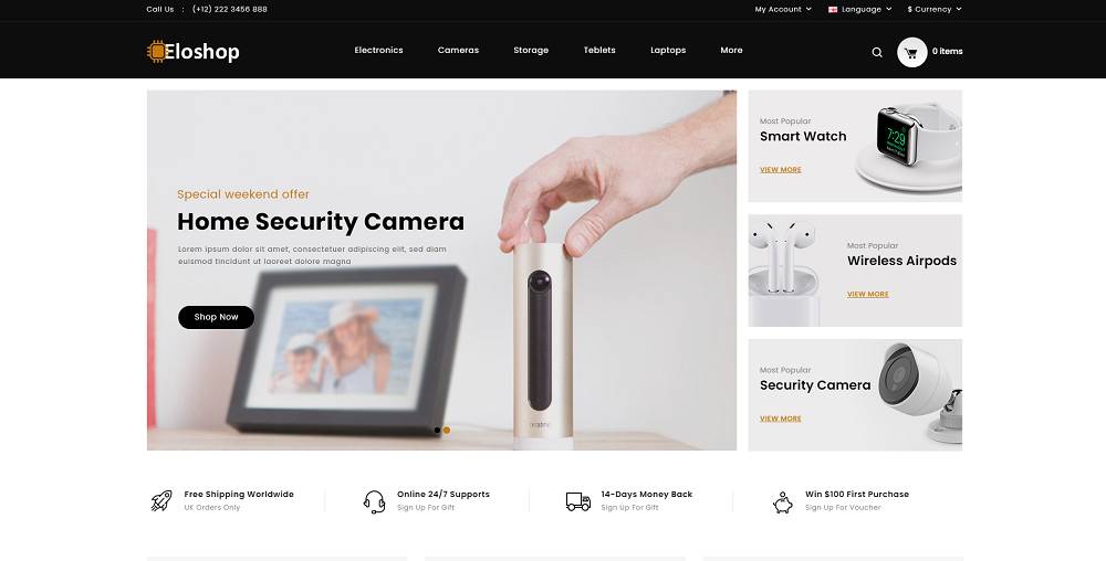 Eloshop – Modelo OpenCart de loja de eletrônicos