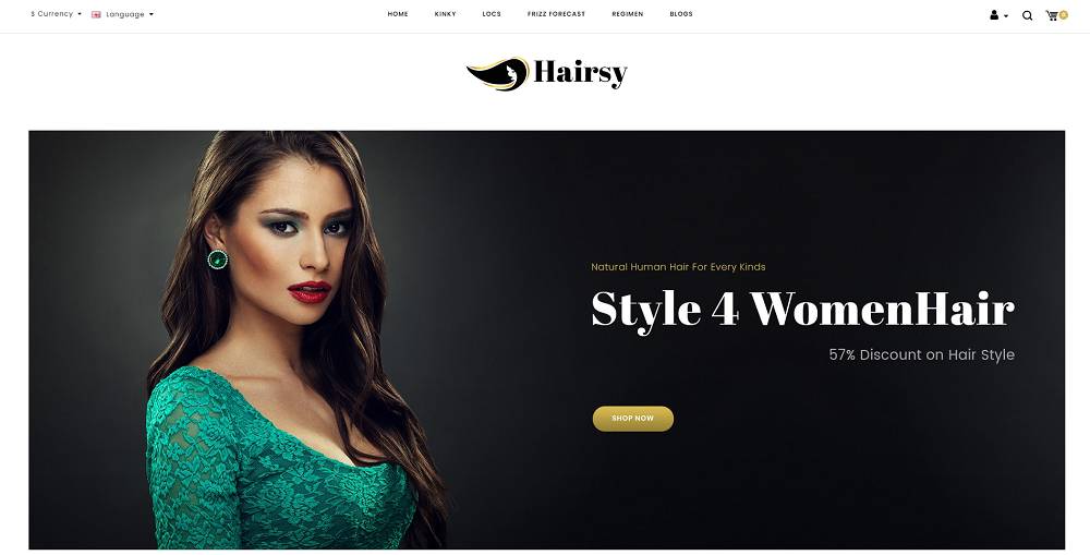 Hairsy – Modelo OpenCart de loja multiuso