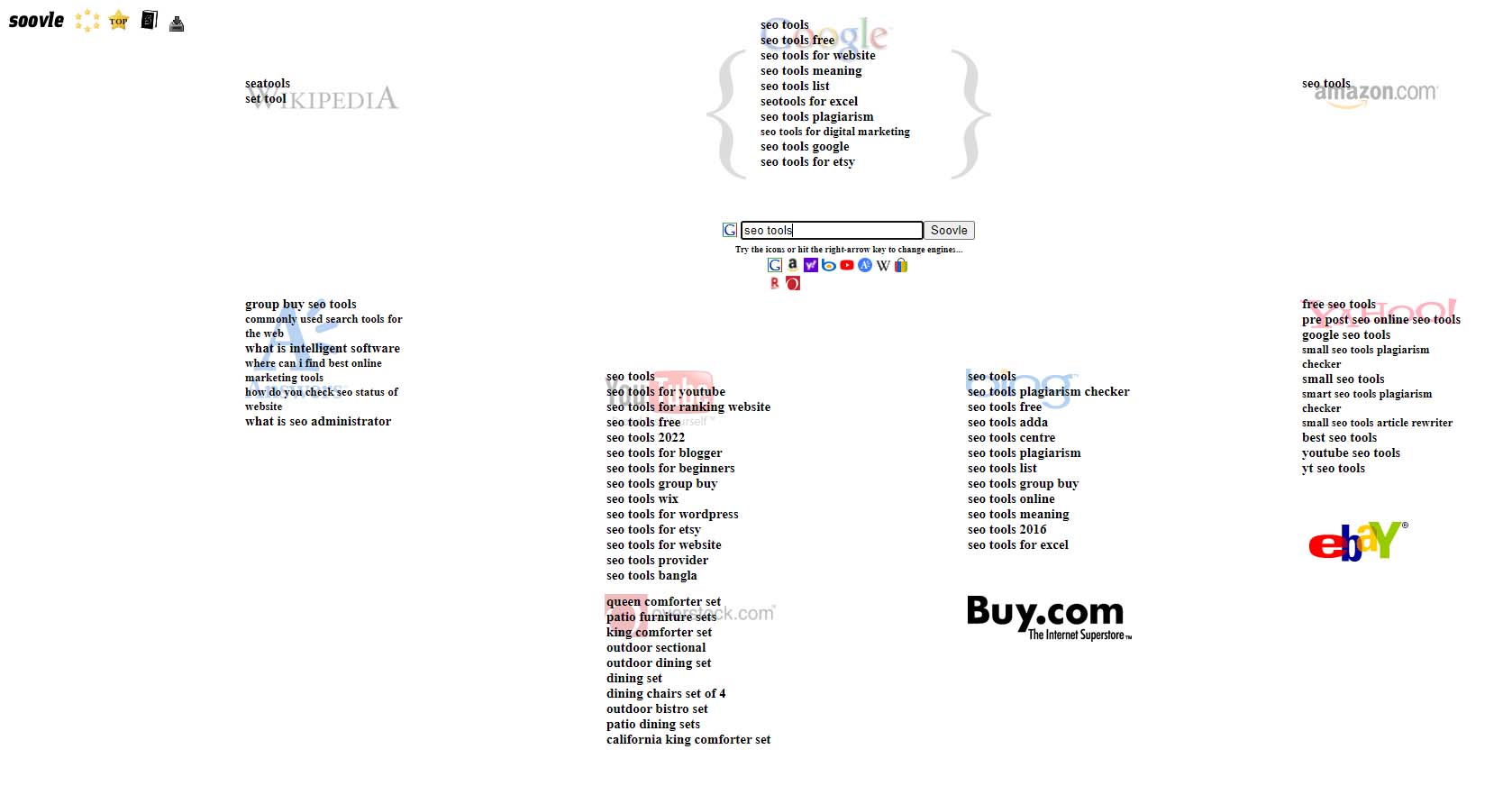 Lista de palabras clave de Soovle