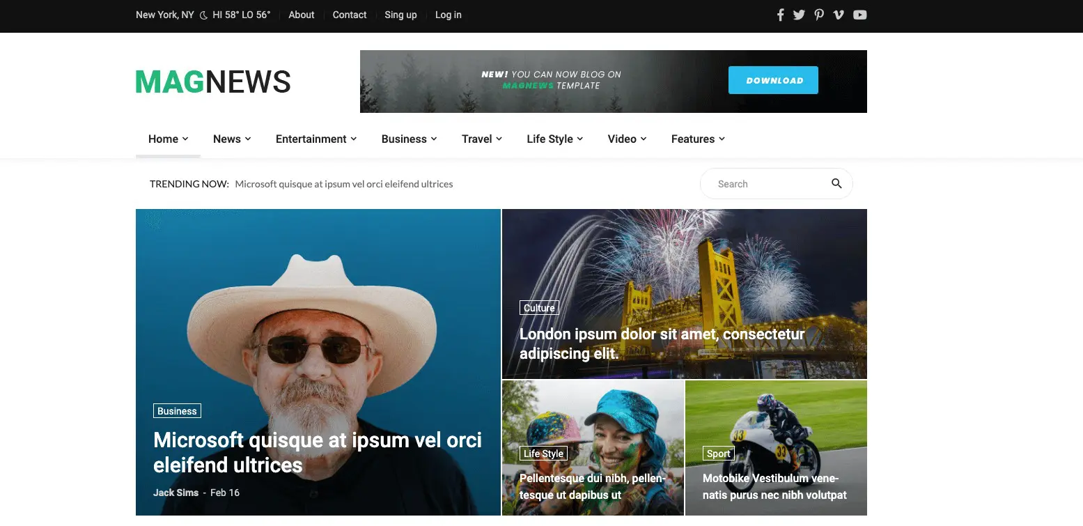 Templat Berita Bootstrap Gratis Mag News