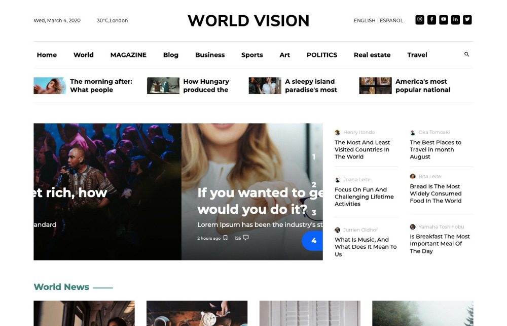 Templat Berita Bootstrap World Vision Gratis