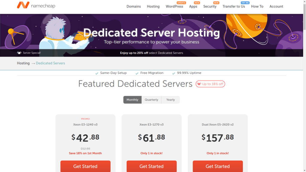 hosting server khusus namecheap