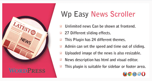 البرنامج المساعد WordPress Easy News Scroller