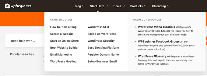 WPBeginner WordPress Mega Menu