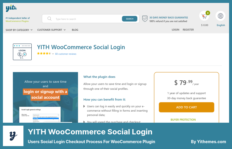 YITH WooCommerce 社交登录插件 - WooCommerce 插件的用户社交登录结帐流程