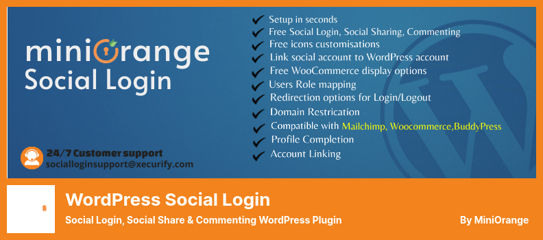 WordPress Social Login Plugin - Social Login, Social Share & Kommentar WordPress Plugin