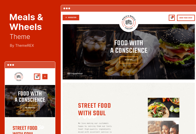 Tema Meals & Wheels - Tema WordPress pentru livrarea fast-food-ului Street Festival