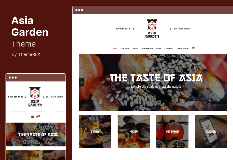 Thème de jardin d'Asie - Thème WordPress pour restaurant de cuisine asiatique