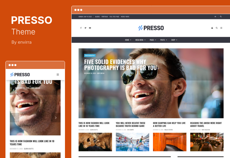 ธีม PRESSO - หนังสือพิมพ์นิตยสารสมัยใหม่ Viral WordPress Theme