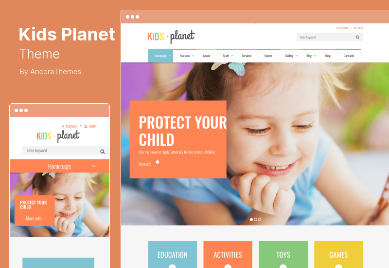 Kids Planet Teması - Anaokulu Oyun Grubu için Çok Amaçlı Çocuk WordPress Teması