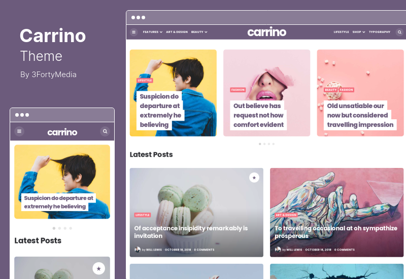 Tema Carrino - Un emozionante tema del blog di Gutenberg