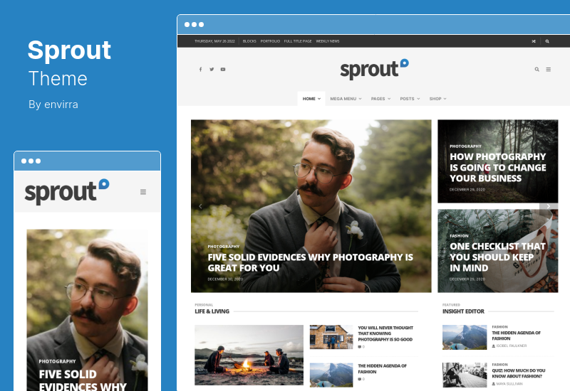 Sprout-Theme - Responsives WordPress-Thema für sauberes Blog-Nachrichtenmagazin