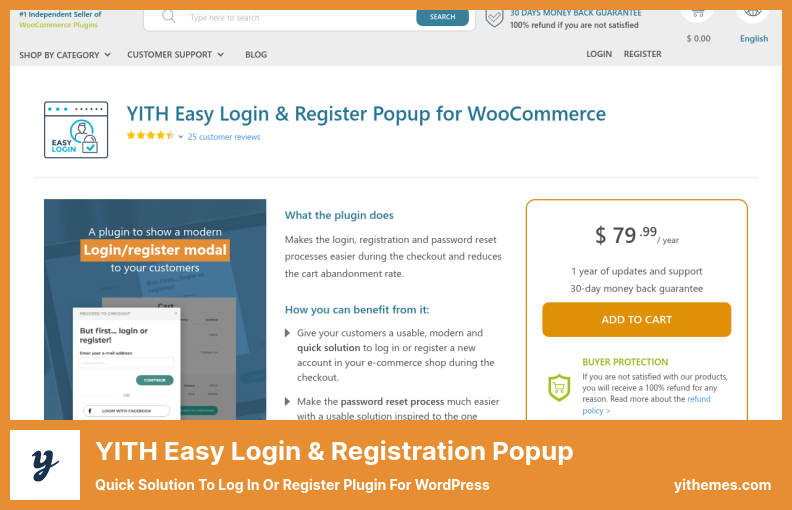 YITH Facile accesso e popup di registrazione per WooCommerce Plugin - Soluzione rapida per accedere o registrare plug-in per WordPress