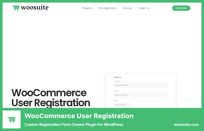 البرنامج المساعد لتسجيل مستخدم WooCommerce - البرنامج المساعد لمنشئ نموذج التسجيل المخصص لـ WordPress