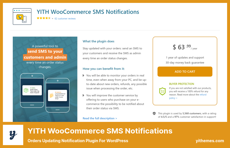 YITH WooCommerce Notifiche SMS Plugin - Ordini Aggiornamento Notifica Plugin per WordPress