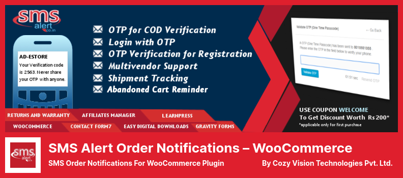 Notifications de commande d'alerte SMS - Plugin WooCommerce - Notifications de commande SMS pour le plugin WooCommerce