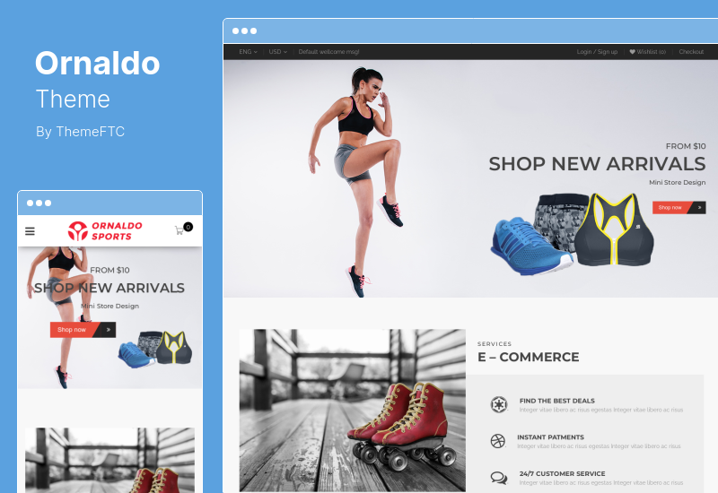 موضوع Ornaldo - موضوع WooCommerce WordPress الرياضي