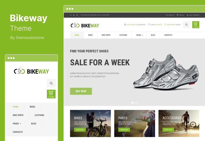 Bikeway 테마 - 스포츠 샵 WooCommerce 테마