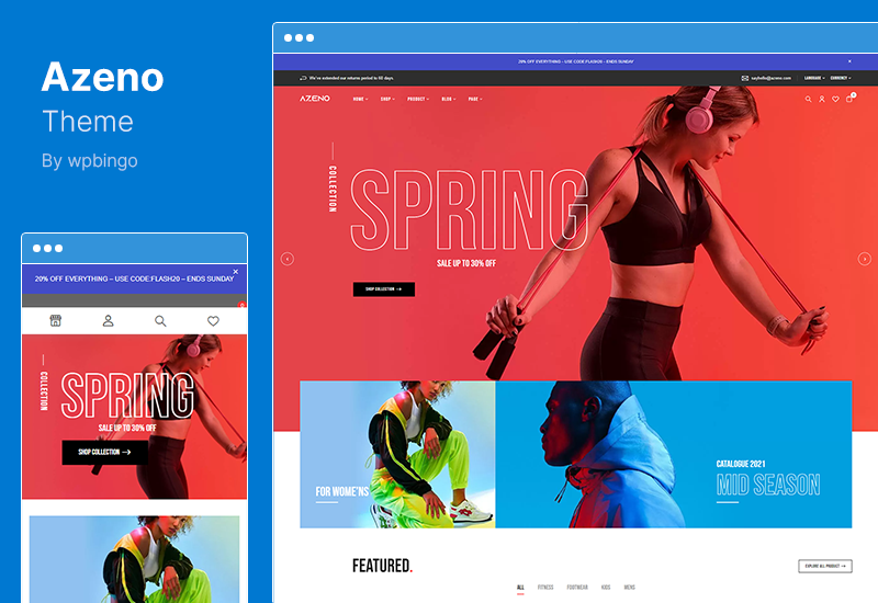 Tema Azeno - Tema WooCommerce da loja de esportes