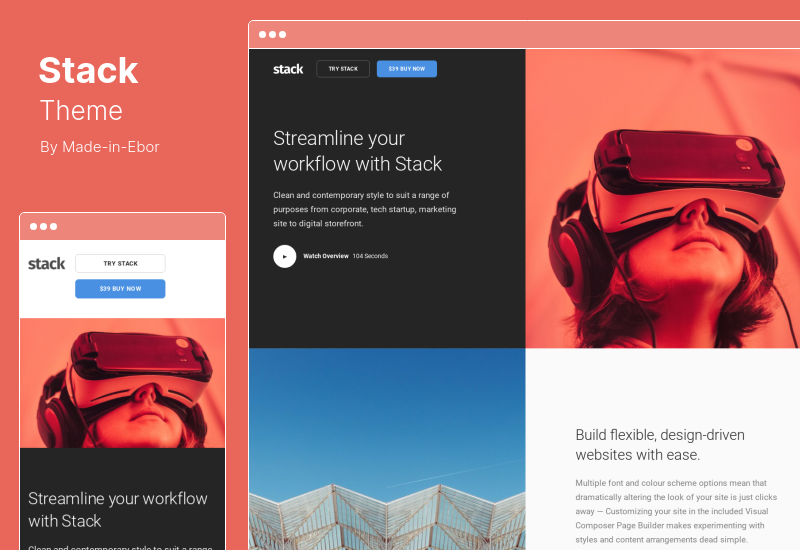 Stack Theme - Tema multifuncțională WordPress cu Variant Page Builder Visual Composer