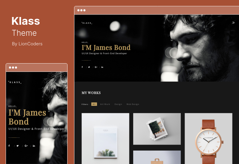 Klass Theme - Dark Minimal Portfolio WordPress Teması