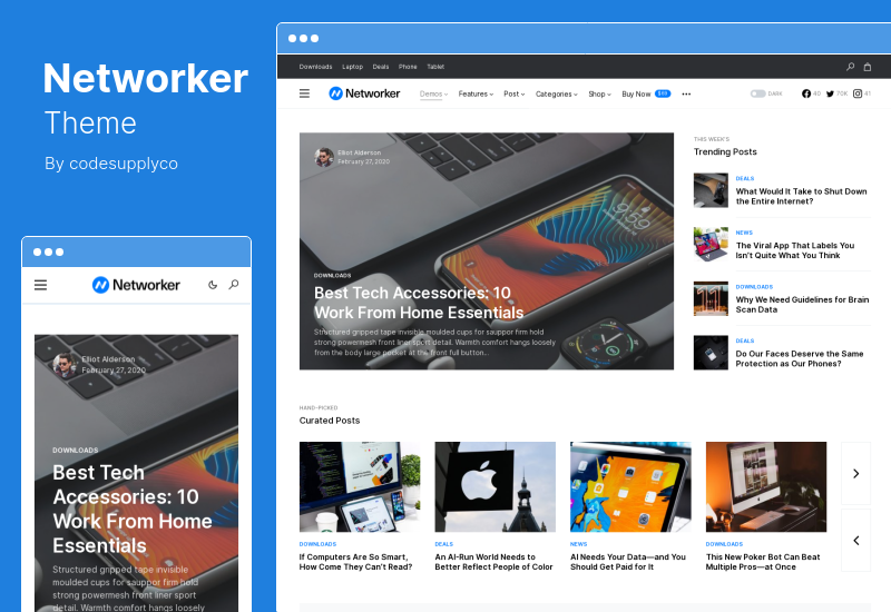 Tema Networker - Tema WordPress Berita Teknologi dengan Mode Gelap