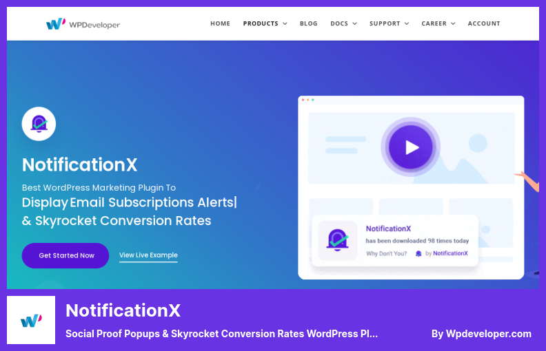 NotificationX Plugin - Pluginul WordPress pentru ferestre de tip pop-up Proof Social și Rate de conversie vertiginoase