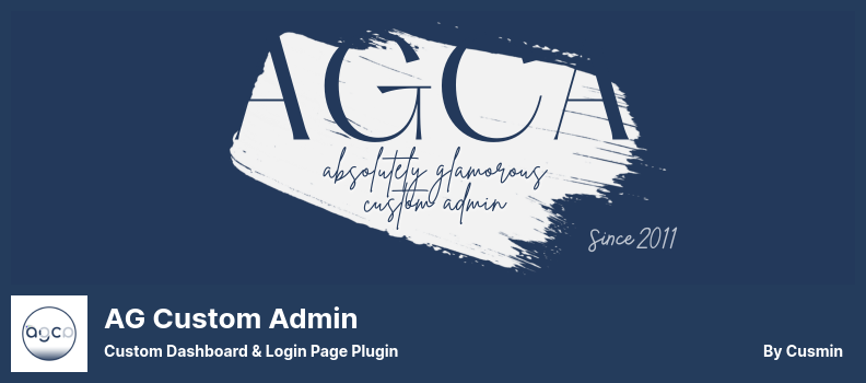 AG Custom Admin Plugin - Plugin personalizat pentru tabloul de bord și pagina de conectare