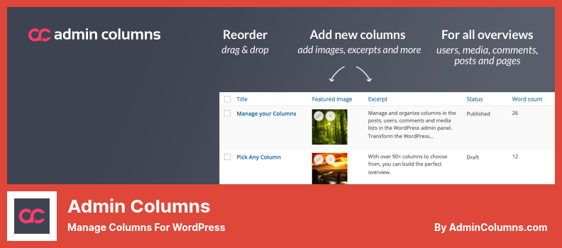 Admin Columns Plugin - Gestionați coloanele pentru WordPress