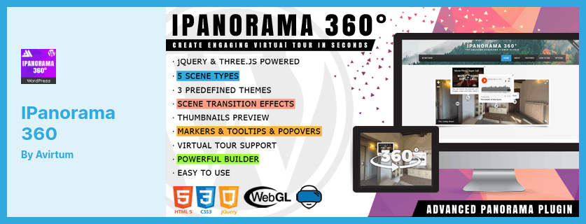 Plugin iPanorama 360 - Generatore di tour virtuali per WordPress